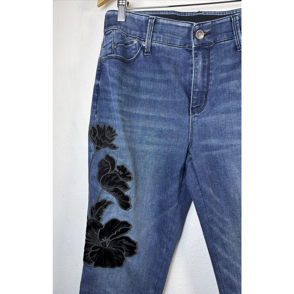 Chico's 6 Floral velvet Y2K Bohemian Jeans 90's stretch small western rodeo - Picture 3 of 10